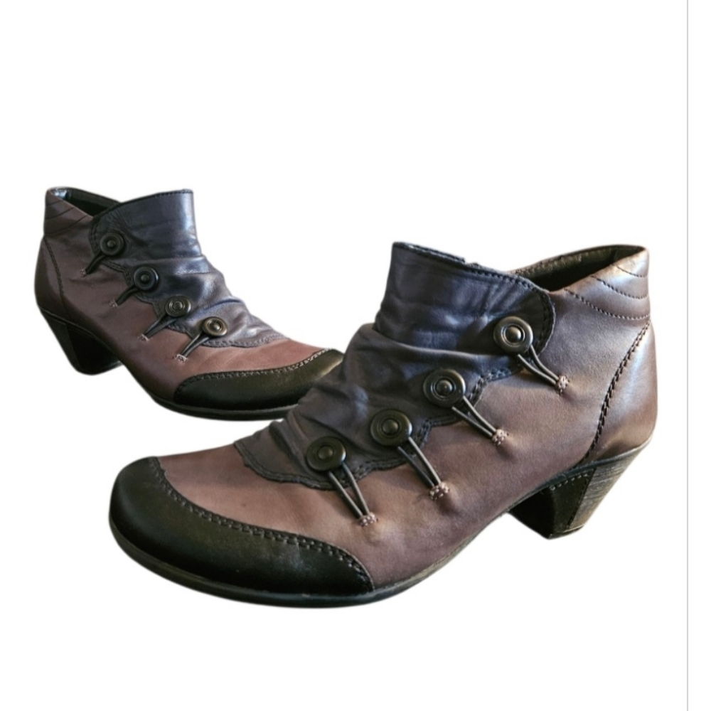Remonte Annemarie Vintage Inspired Leather Colorblock Booties  Size 37 (6)